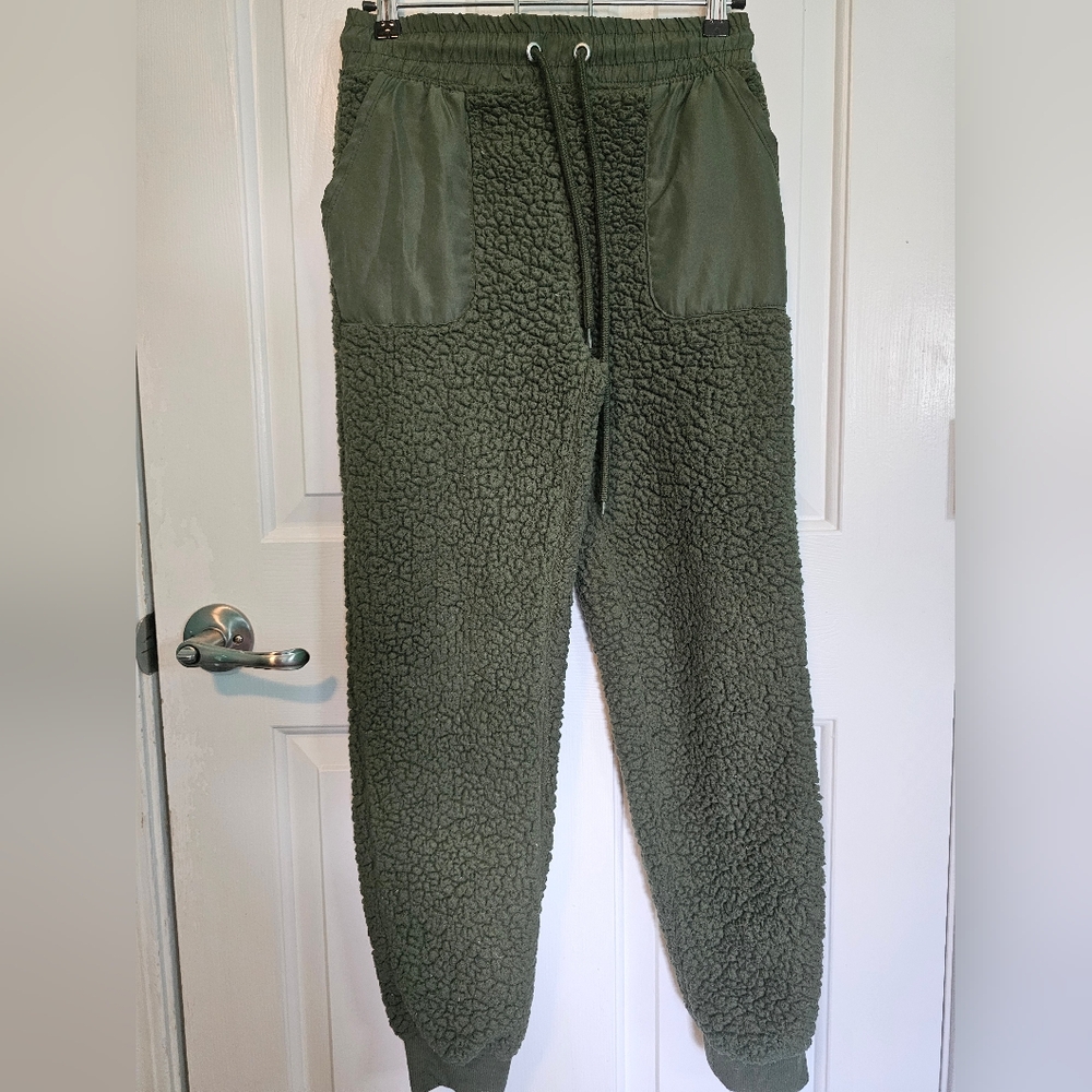 No Boundaries Cozy Olive Green Sherpa Joggers Junior's Sz XS (3-5)